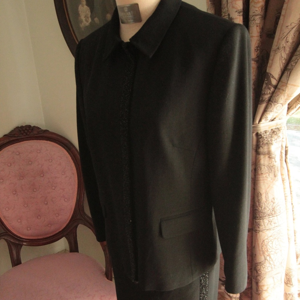 1980’s Black Beaded Oleg Cassini Ladies Suit